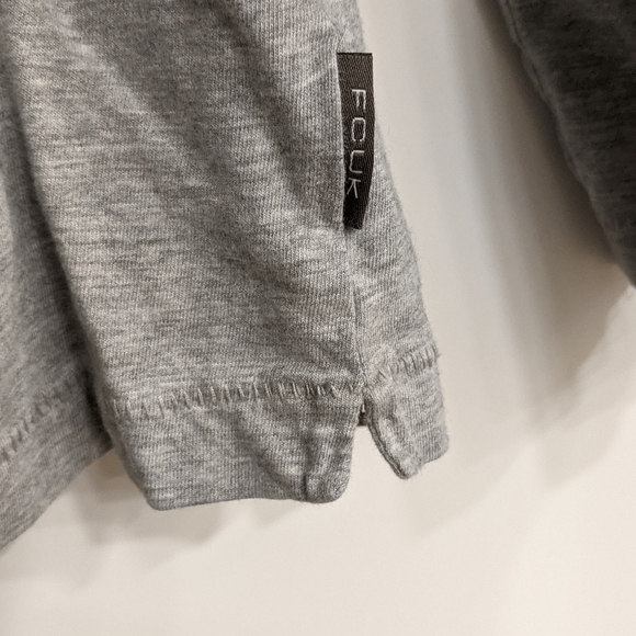 Men's hooded long sleeve T-Shirt FCUK size Large blue and gray very thin& light - Picture 4 of 5